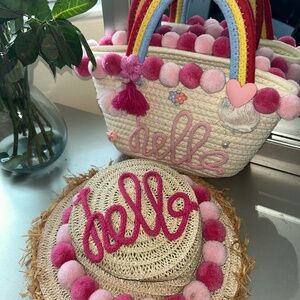 Hello Straw hat and purse
